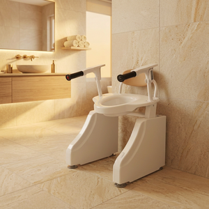 Bathroom Accessibility Device Toilet Lift Seat Wheeled Patient Transfer Chair for Aging in Place